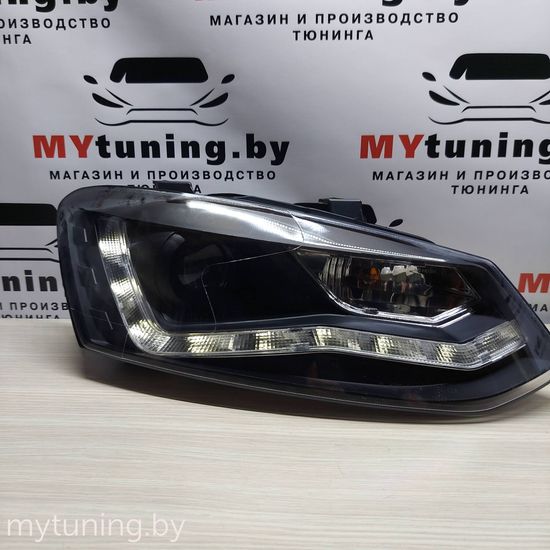 Передние фары Daylight для Volkswagen Polo V (09-17) Black