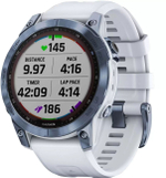 Умные часы Garmin Fenix 7 Sapphire Solar Титан Mineral Blue DLC с ремешком из белого камня 47 мм