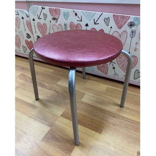 Табурет детский серый кожзам розовый