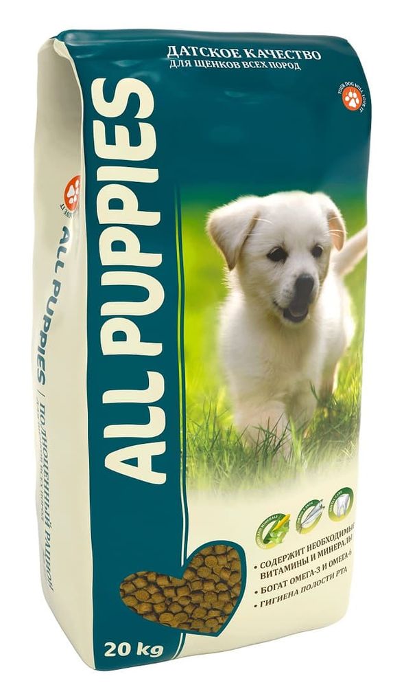 Сухой полнорационный корм для щенков ALL PUPPIES 20кг