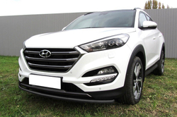 Защита переднего бампера (нержавейка) Hyundai Tucson 4WD (2015-2018) d42 (черный)