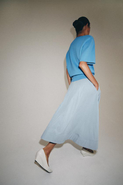 ZARA ЮБКА МИДИ-КЛЕШ — ZW COLLECTION, ГОЛУБОЙ