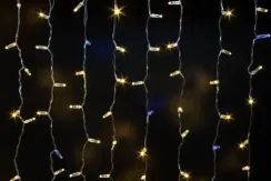 Светодиодный занавес 300 теплых белых LED ламп, 2*1.5 м., мерцание, прозрачный провод ПВХ, Teamprof (TPF-CS2*1.5F-CT/WW)