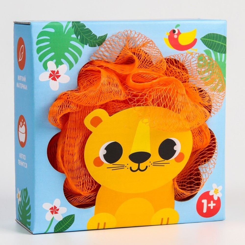 7101796 Мочалка детская для купания с петелькой «Львенок»