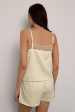 Комплект бельевой с кружевом лимонный