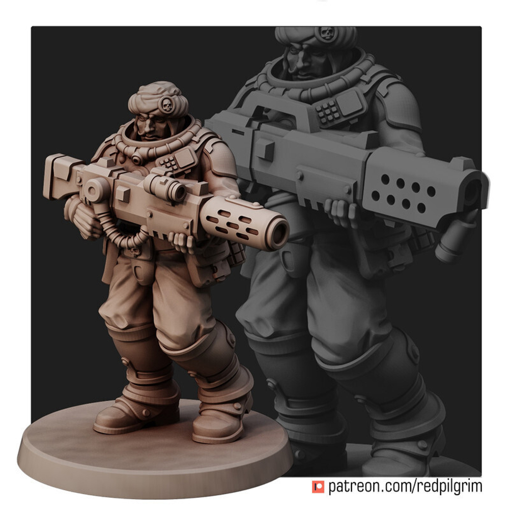 Astra Militarum Tallarn Desert Raiders Талларнский Гвардеец с мельтопушкой миниатюра для AOS,Waha, Настольная игра, НРИ, Варгейм, РПГ