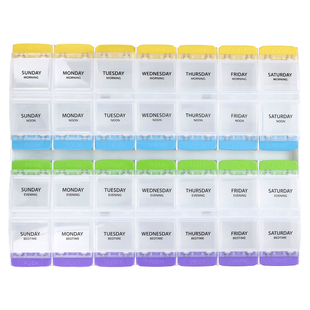 Ezy Dose, ежедневник 4 раза в день с кнопкой, Medtime- ежедневник, 3XL, 1 шт.