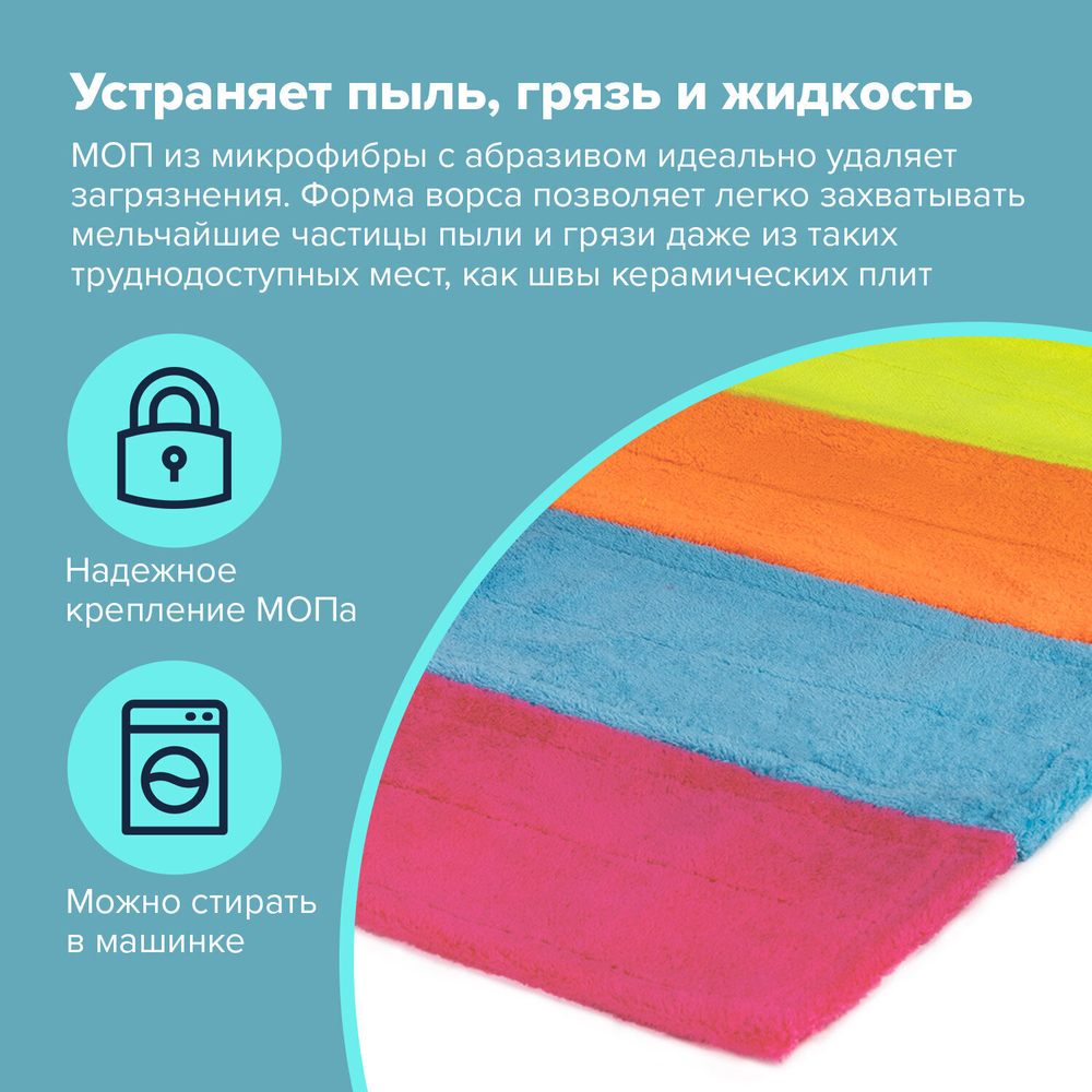 Насадка МОП плоская комплект 4 шт УНИВЕРСАЛЬНАЯ для швабр 38-42 см (ТИП К) микрофибра LAIMA (2 штуки в упаковке)