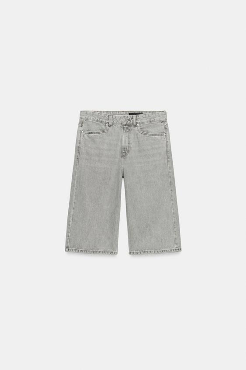 ZARA ДЖИНСОВЫЕ ШОРТЫ БЕРМУДЫ СО СРЕДНЕЙ ПОСАДКОЙ — ZW COLLECTION, СЕРЫЙ