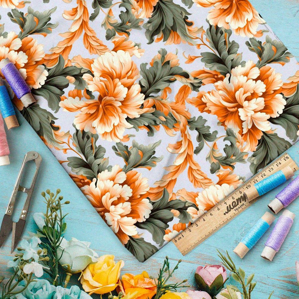 Ткань премиум флис экзотический цветок