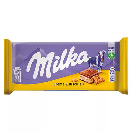 Шоколад Milka Cream & Biscuit с кремом и бисквитом, 100 г (Германия)