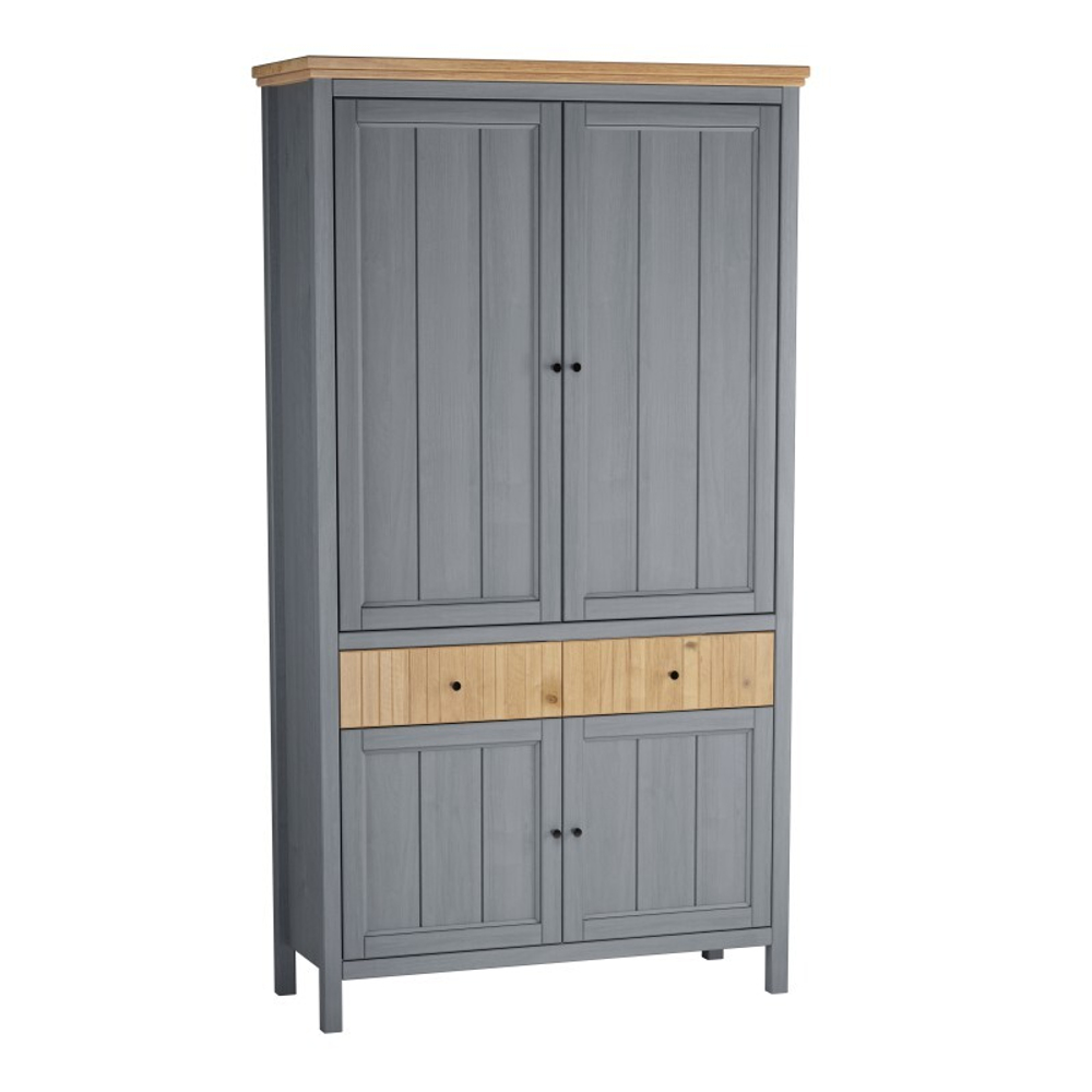 Шкаф для посуды «Сканди» 4 глухие двери и ящики серый 7046/антик