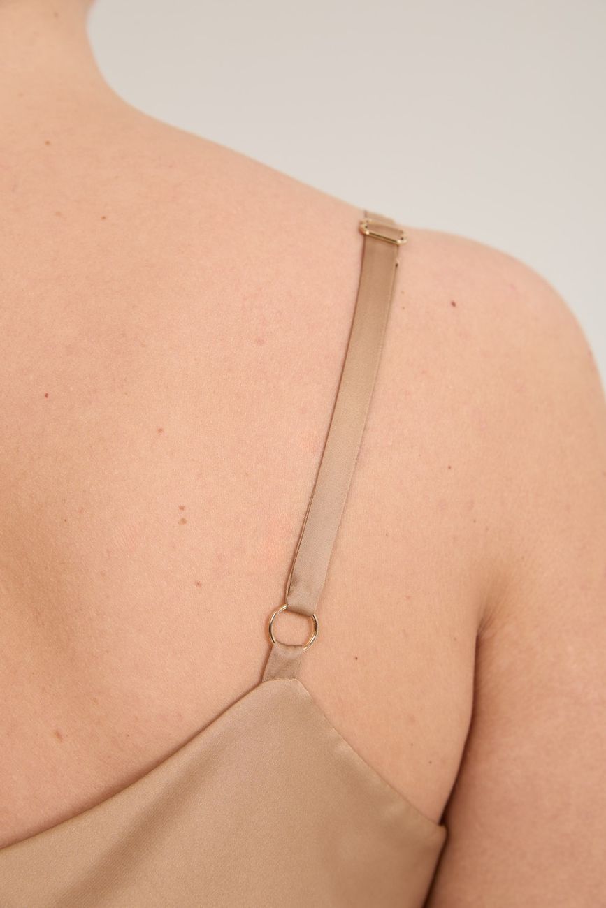 Платье-комбинация с кружевом, капучино