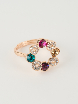 Кольцо круг Злата с разноцветными кристаллами Swarovski