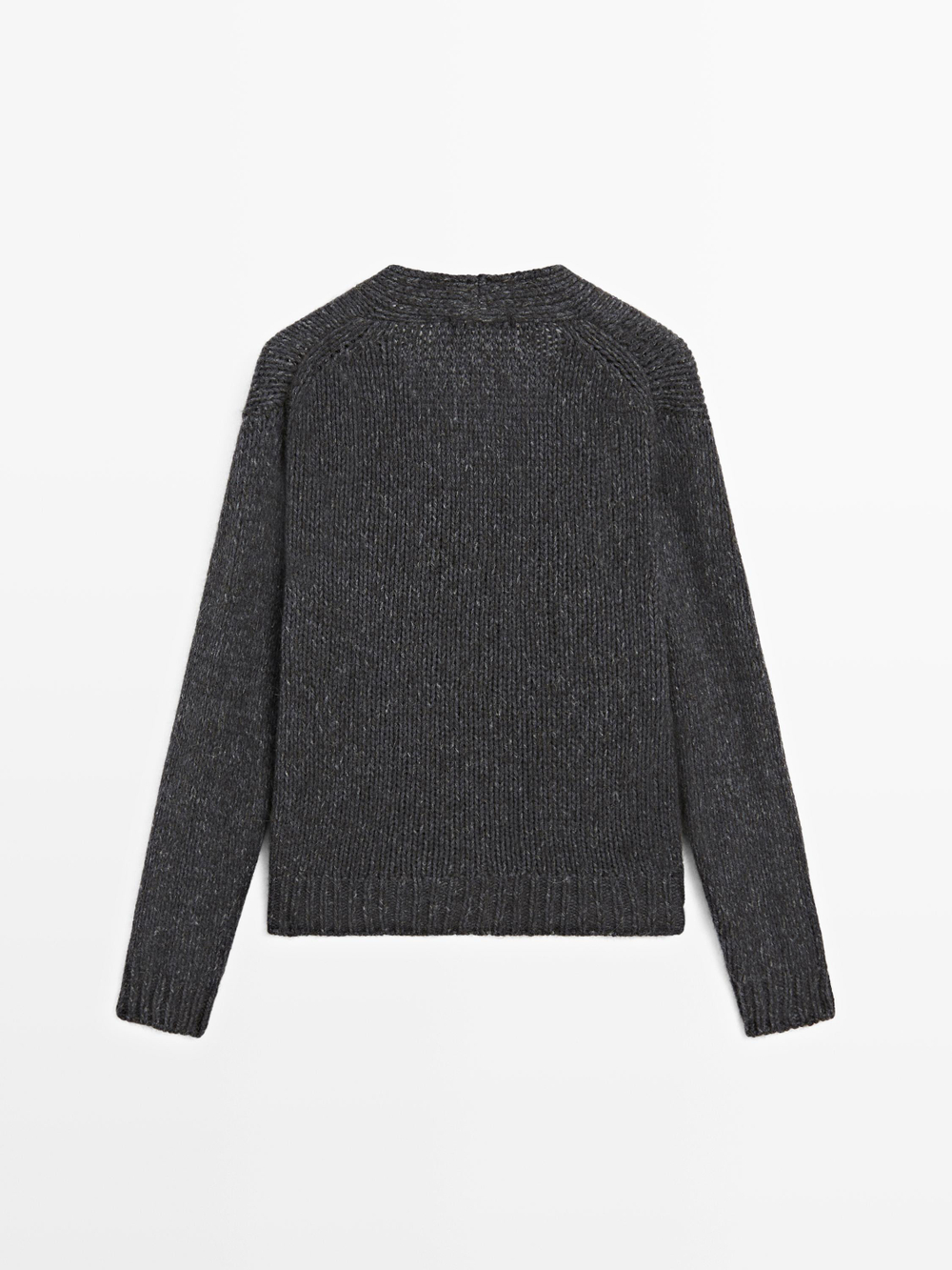 Massimo Dutti Кардиган из смесовой шерсти с V-образным вырезом, темно-синий