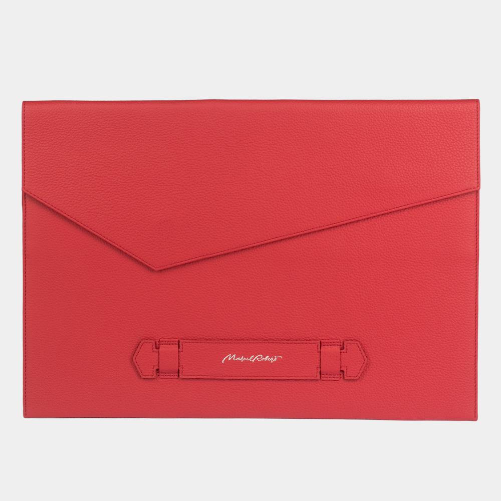 Чехол для докуметов и техники fleche Сase 17" из кожи теленка красного цвета