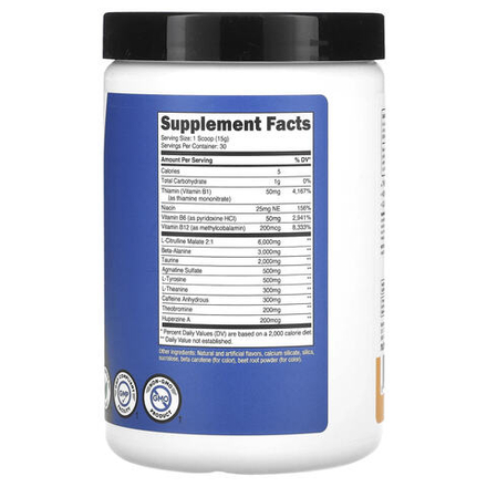 Nutricost, Performance, PRE, предтренировочный комплекс, персик и манго, 452 г (1 фунт)