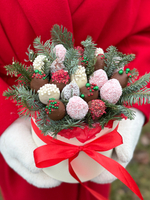 Новогодняя композиция с клубникой в шоколаде с нобилис