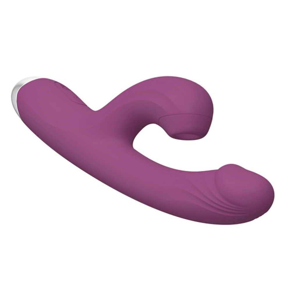 Фиолетовый силиконовый вибратор-кролик с вакуумным клиторальным отростком Secwell SW3015