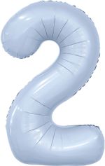 Шар (40''/102 см) Цифра, 2 Slim, Небесный, 1 шт. в уп.