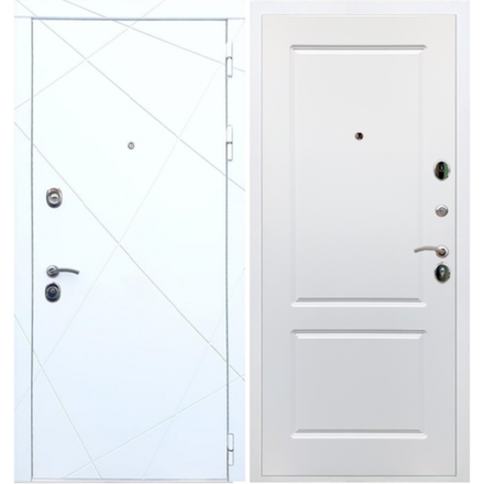 Входная металлическая белая дверь RеX (РЕКС) 13 Силк сноу / ФЛ-117 Силк сноу