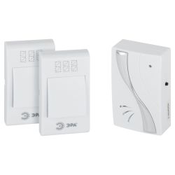 Звонок дверной ЭРА TWIN-B беспроводной две кнопки белый 32 мелодии