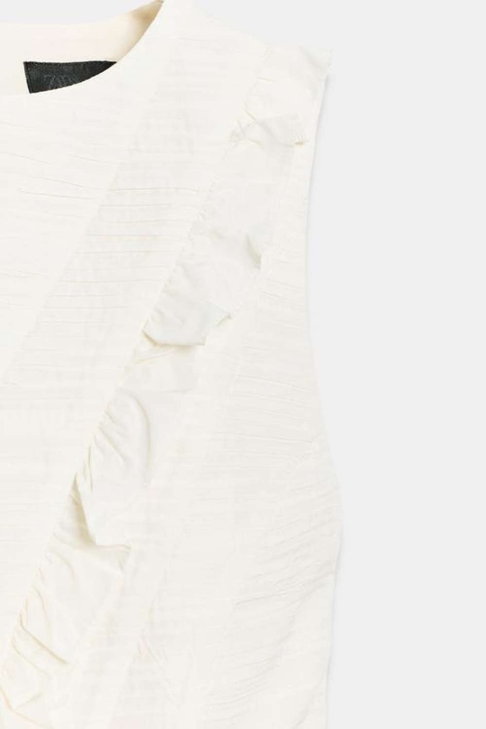 ZARA ТОП СО СБОРКАМИ И ВОЛАНАМИ, ЭКРЮ