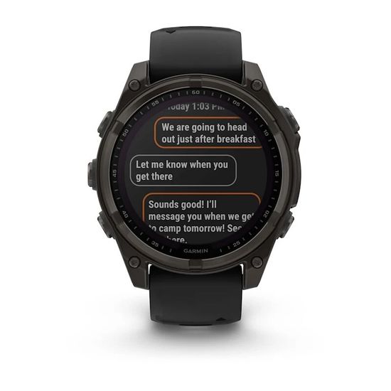 Умные часы Garmin Fenix 8, 47 мм, Solar, Sapphire carbon gray DLC titanium with black/pebble gray silicone