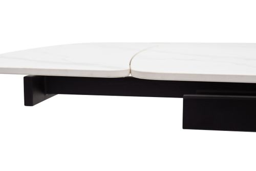 Стол RIVOLI 140 MATT WHITE MARBLE SOLID CERAMIC / BLACK