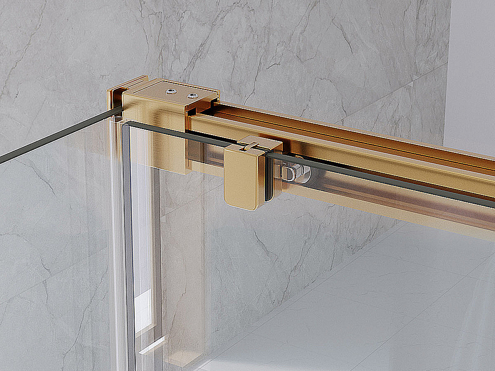 Душевой уголок CEZARES PLANE-AH-1-150/100-C-BORO 150х100 профиль золото брашированное/стекло прозрачное
