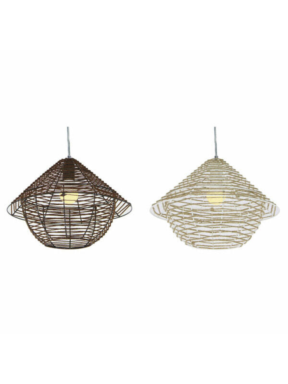 Потолочный светильник DKD Home Decor Белый Коричневый Чёрный Натуральный Металл Веревка Пластик 50 W 220 V город 38 x 38 x 27 cm