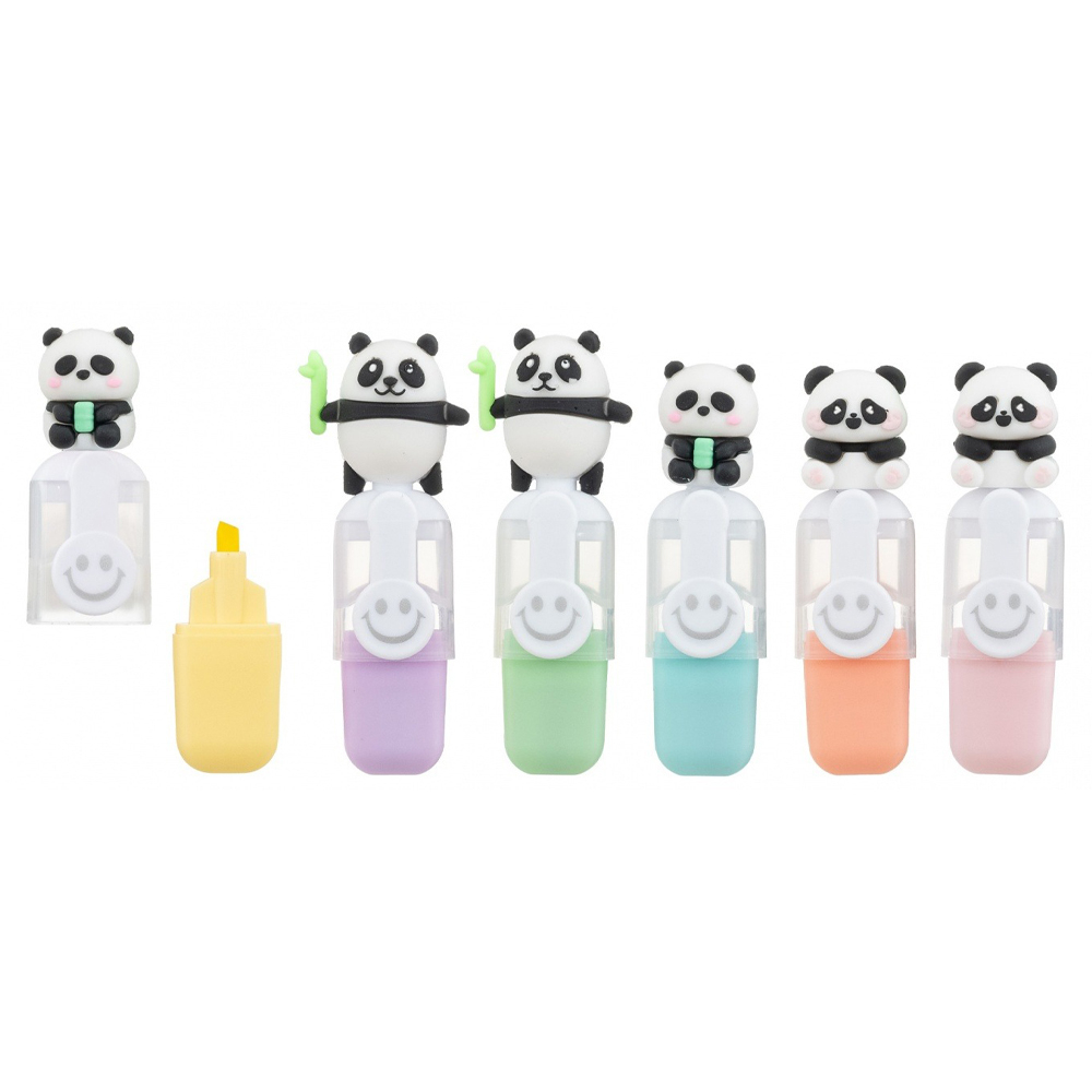 Маркер текстовыделитель Basir, серия "Панда", пастельные цвета, с фигуркой на корпусе