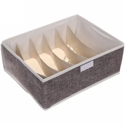 Кофр - органайзер для хранения вещей с прозрачной крышкой «УЮТДОМА», цвет серый, 6 отделений, 32*23*12см