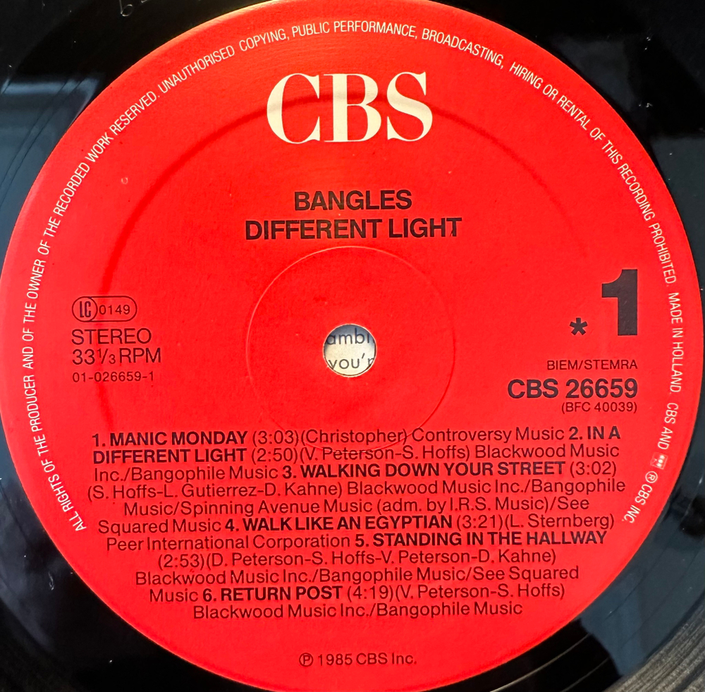 Bangles - Different Light (Голландия 1985г.)