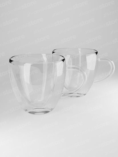 Набор стеклянных чашек 2 шт. 250 мл. Kamille KM 9006 с двойными стенками