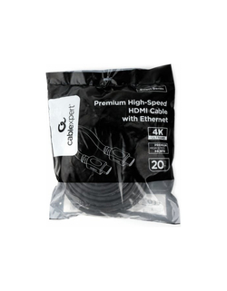 Кабель HDMI Cablexpert CC-HDMI4L-20M, 20м, v2.0, 19M/19M, серия Light, черный, позол.разъемы, экран, пакет