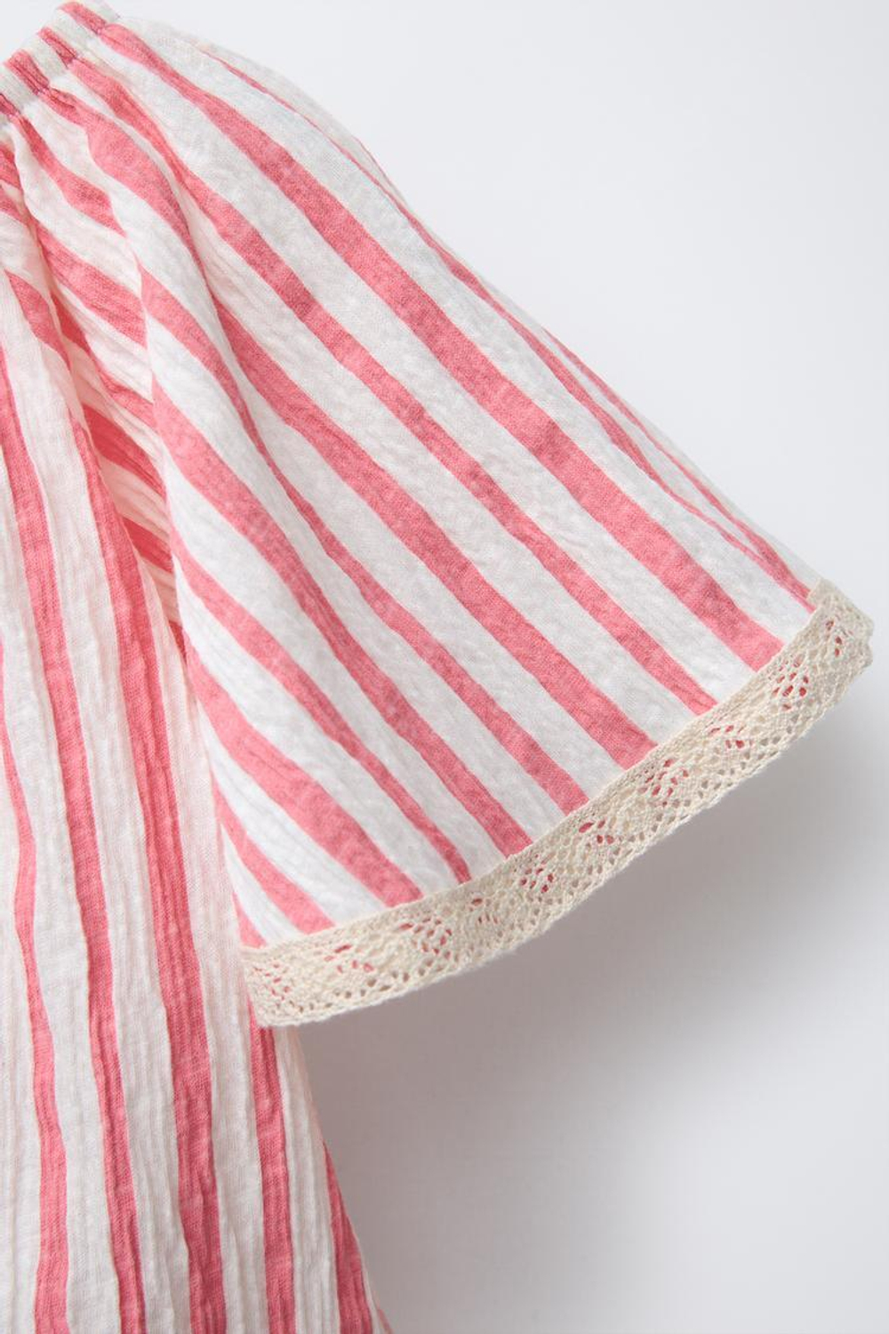 ZARA БЛУЗА С КРУЖЕВОМ, РОЗОВЫЙ