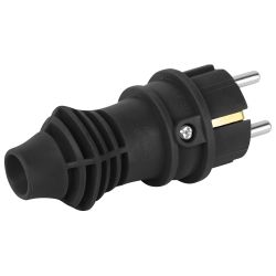 Вилка ЭРА VX13-B-IP44 каучуковая c заземлением 16А IP44 прямая черная | Штепсельные вилки и розетки