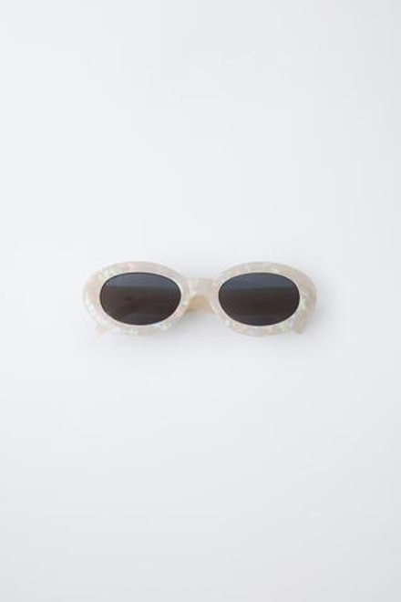 ZARA СОЛНЦЕЗАЩИТНЫЕ ОЧКИ ОВАЛЬНЫЕ ПОД МРАМОР, БЕЛЫЙ/РОЗОВЫЙ