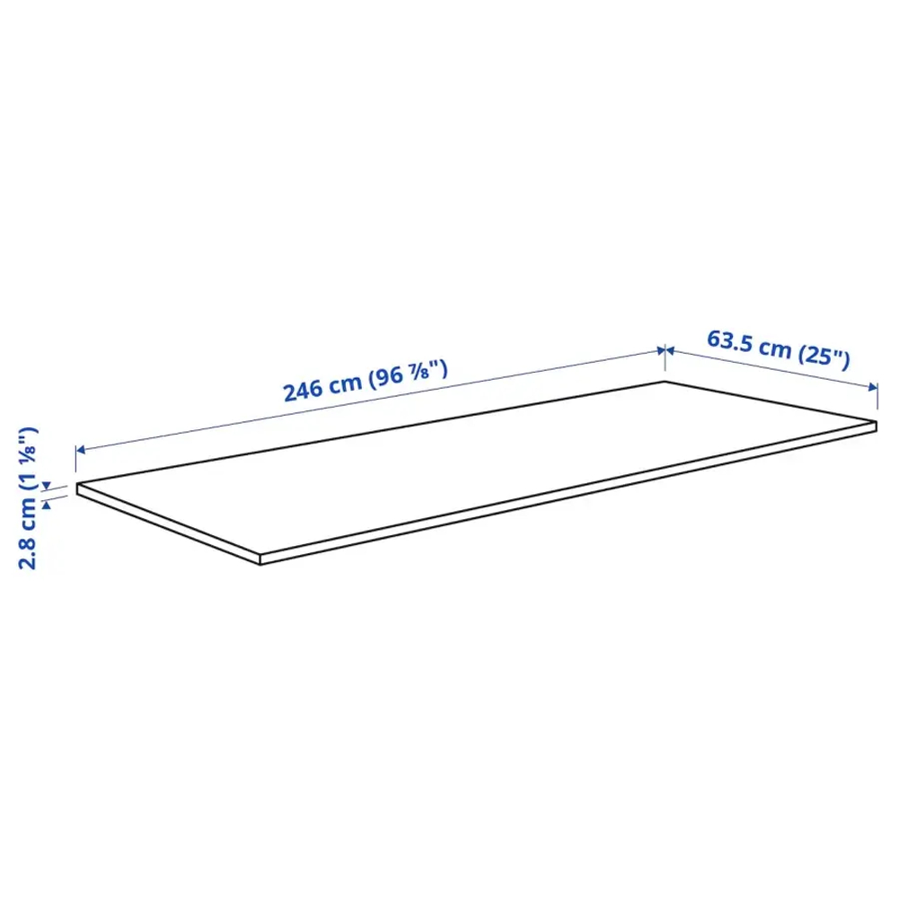 Столешница - IKEA EKBACKEN/ЭКБАККЕН ИКЕА, 246х63,5х2,8 см, белый