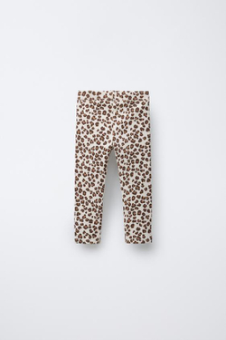 ZARA ЛЕГИНСЫ ИЗ ТКАНИ В РУБЧИК С ПРИНТОМ, РЫЖЕВАТО-КОРИЧНЕВЫЙ