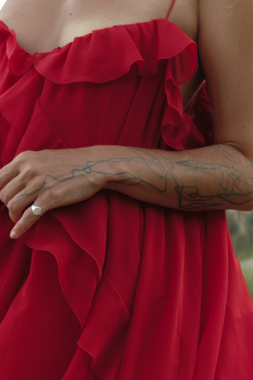 Платье мини с воланами red