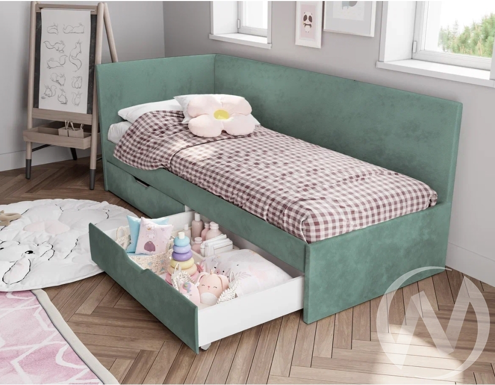 Кровать Лео 0;8 КР-49 (белый/эвкалипт)