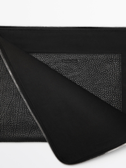 Massimo Dutti Сумка-клатч из кожи наппа, черный