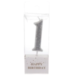 Свеча для торта Цифра Иллюзия «1» 9.5 см, серебро