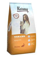 Сухой корм Karmy Hair&skin для здоровье кожи и шерсти кошек, лосось, 10 кг