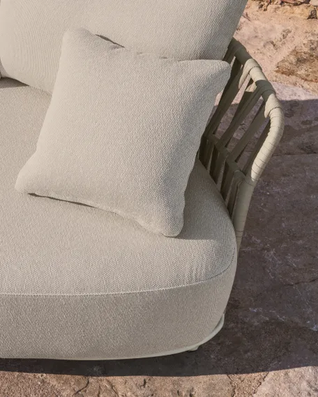 Двухместный модуль уличного дивана Osani из алюминия экрю и веревки цвета таупе 170 см