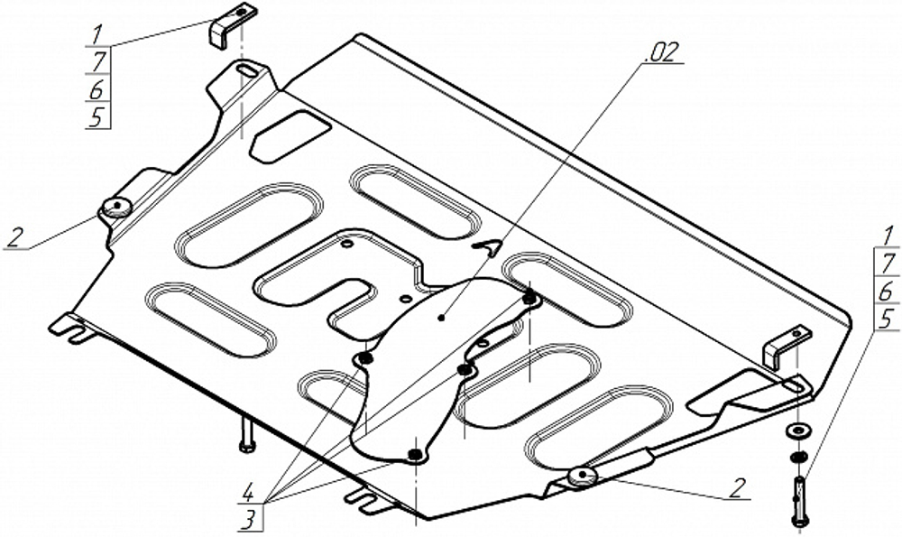Защита картера двигателя, КПП. 1,5 мм, Сталь. для Toyota RAV 4 2013-2019, Motodor.52503