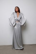 Юбка макси серебро