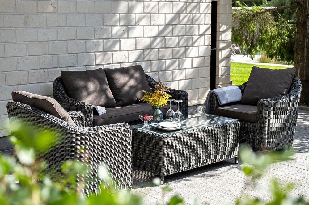 "Кон Панна" диван из искусственного ротанга двухместный, цвет графит